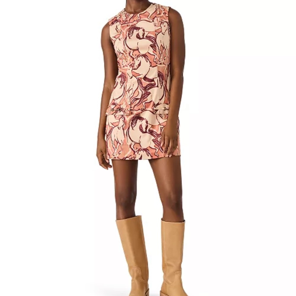 Steve Madden Abstract Floral Mini Dress - Pink and Cream